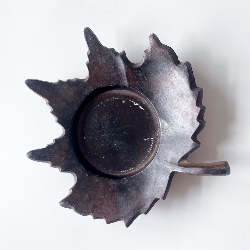 Metal Bronze Colored Leaf Candle Holder